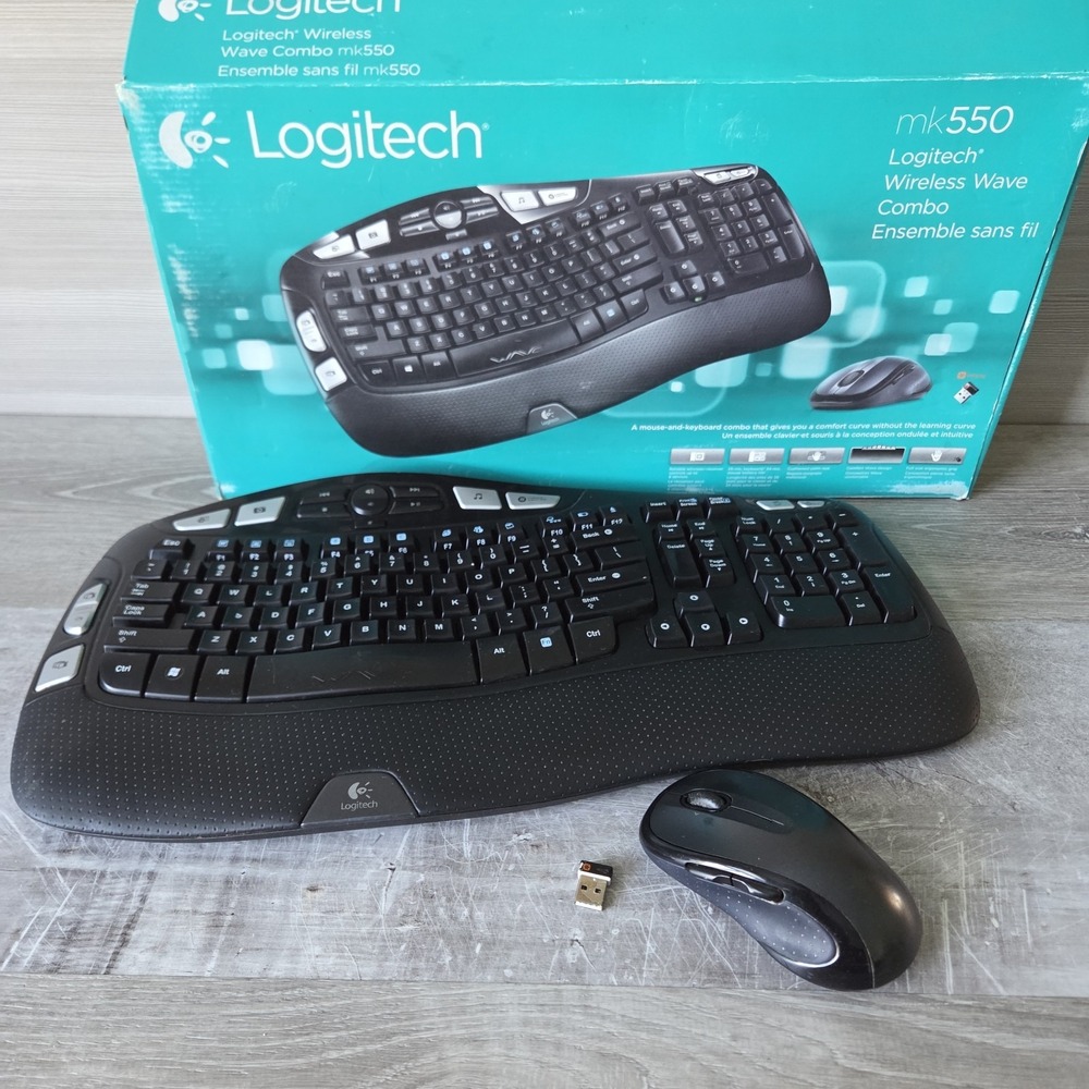 Logitech MK550 Wireless Ergonomic Wave Keyboard K350 & M510 Mouse Combo Unifying